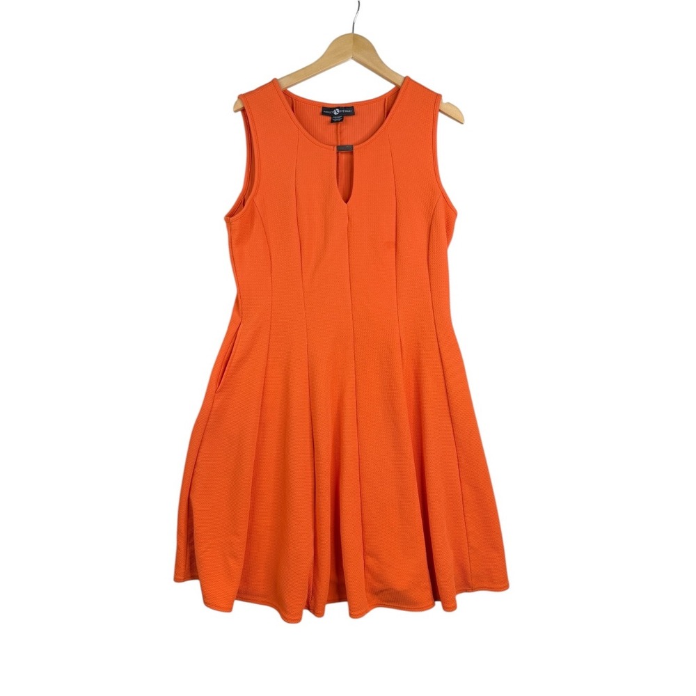 Ashley Stewart Textured Knit A-line Sleeveless Dress size 14/16 Orange